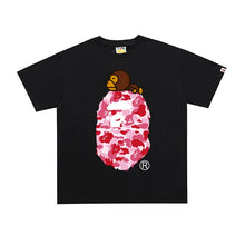 Load image into Gallery viewer, BAPE classic ape-man summer new lazy monkey cartoon printed short sleeve T-shirt couple loose Joker tops for men and women.