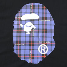 Load image into Gallery viewer, BAPE Classic Ape Man Double sided Red and Blue Large Plaid Letter Pattern Loose Large Seamless Cylinder Pure Cotton Linen Short sleeved T-shirt