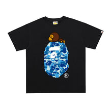 Load image into Gallery viewer, BAPE classic ape-man summer new lazy monkey cartoon printed short sleeve T-shirt couple loose Joker tops for men and women.