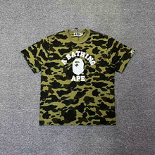 Load image into Gallery viewer, BAPE Classic Ape Camouflage Shark Size Print High Cotton Linen Short T-Shirt Loose Large Size Men's and Women's Half Sleeve Shirt