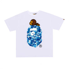 Load image into Gallery viewer, BAPE classic ape-man summer new lazy monkey cartoon printed short sleeve T-shirt couple loose Joker tops for men and women.