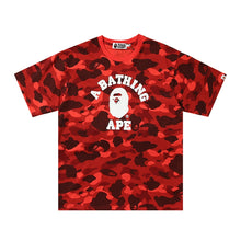 Load image into Gallery viewer, BAPE Classic Ape Camouflage Shark Size Print High Cotton Linen Short T-Shirt Loose Large Size Men's and Women's Half Sleeve Shirt