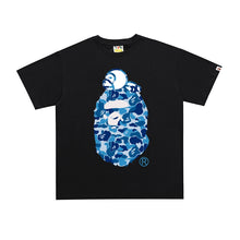 Load image into Gallery viewer, BAPE classic ape-man summer new lazy monkey cartoon printed short sleeve T-shirt couple loose Joker tops for men and women.