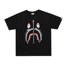 Load image into Gallery viewer, BAPE Classic Ape Blue Camouflage Print Shark Mouth Short T-Shirt Men's Seamless Cylinder High Loose Cotton and Linen Half-Sleeved Shirt