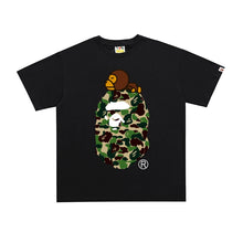 Load image into Gallery viewer, BAPE classic ape-man summer new lazy monkey cartoon printed short sleeve T-shirt couple loose Joker tops for men and women.