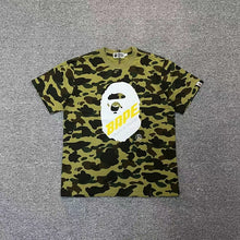 Load image into Gallery viewer, BAPE Classic Ape Camouflage Shark Size Print High Cotton Linen Short T-Shirt Loose Large Size Men's and Women's Half Sleeve Shirt