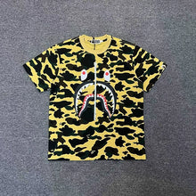Load image into Gallery viewer, BAPE Classic Ape Camouflage Shark Size Print High Cotton Linen Short T-Shirt Loose Large Size Men's and Women's Half Sleeve Shirt