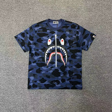 Load image into Gallery viewer, BAPE Classic Ape Camouflage Shark Size Print High Cotton Linen Short T-Shirt Loose Large Size Men's and Women's Half Sleeve Shirt