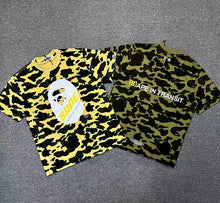 Load image into Gallery viewer, BAPE Classic Ape Camouflage Shark Size Print High Cotton Linen Short T-Shirt Loose Large Size Men's and Women's Half Sleeve Shirt