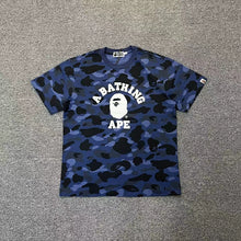 Load image into Gallery viewer, BAPE Classic Ape Camouflage Shark Size Print High Cotton Linen Short T-Shirt Loose Large Size Men's and Women's Half Sleeve Shirt