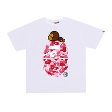 Load image into Gallery viewer, BAPE classic ape-man summer new lazy monkey cartoon printed short sleeve T-shirt couple loose Joker tops for men and women.
