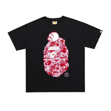 Load image into Gallery viewer, BAPE classic ape-man summer new lazy monkey cartoon printed short sleeve T-shirt couple loose Joker tops for men and women.
