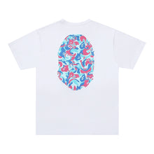 Load image into Gallery viewer, BAPE classic ape-man Japanese fashion brand spring and summer new marbled camouflage double-sided printed cotton linen short-sleeved T-shirt
