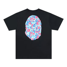 Load image into Gallery viewer, BAPE classic ape-man Japanese fashion brand spring and summer new marbled camouflage double-sided printed cotton linen short-sleeved T-shirt
