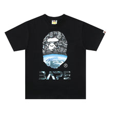 Load image into Gallery viewer, BAPE Classic Ape Man Pure Cotton Linen Starry Sky embellishment Earth Monkey Print Loose and Versatile Short sleeved T-shirt for Men and Women Couples
