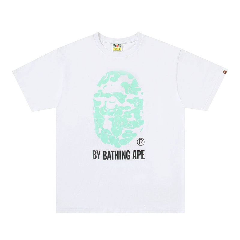 BAPE Classic Ape Man Japanese Summer New Letter Print Cracked Large Print Cylinder Seamless Short sleeved T-shirt for Men and Women