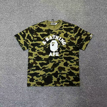 Load image into Gallery viewer, BAPE Classic Ape Camouflage Shark Size Print High Cotton Linen Short T-Shirt Loose Large Size Men&#39;s and Women&#39;s Half Sleeve Shirt
