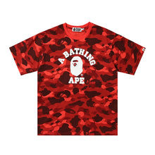 Load image into Gallery viewer, BAPE Classic Ape Camouflage Shark Size Print High Cotton Linen Short T-Shirt Loose Large Size Men&#39;s and Women&#39;s Half Sleeve Shirt
