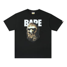 Load image into Gallery viewer, BAPE classic ape-man bronze 3D stereo hair printing seamless cylinder cartoon cotton linen short sleeve T-shirt for men and women.
