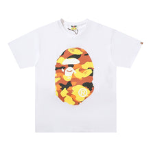 Load image into Gallery viewer, BAPE classic ape-man Japanese fashion brand new orange double-sided camouflage big flower seamless cylinder loose short-sleeved T-shirt male
