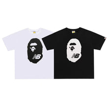 Load image into Gallery viewer, BAPE Classic Ape Man Pure Cotton Hemp Cylinder Seamless Loose Couple Wear NB Co branded Big Head Printed Short sleeved T-shirt for Men
