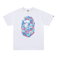 Load image into Gallery viewer, BAPE classic ape-man Japanese fashion brand spring and summer new marbled camouflage double-sided printed cotton linen short-sleeved T-shirt
