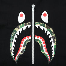 Load image into Gallery viewer, BAPE classic ape-man star with pure cotton linen camouflage zipper shark head loose large size short-sleeved T-shirt men and women street brand.
