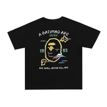 Load image into Gallery viewer, BAPE classic ape-man pure cotton linen high-quality Japanese fashion brand short T-shirt Fuji line foaming three-dimensional printing half sleeve
