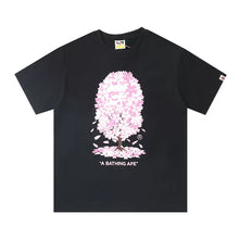 Load image into Gallery viewer, BAPE Classic Ape Limited Edition Mount Fuji Pink Cherry Blossom Seamless Cylinder Short T-shirt Men&#039;s and Women&#039;s Cotton Hemp Half Sleeve Shirt
