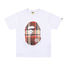 Load image into Gallery viewer, BAPE Classic Ape Front and Back Double-sided Plaid Brown Large Printed Cylinder Seamless Loose Plus Size Short Sleeve T-Shirt for Men and Women
