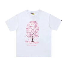 Load image into Gallery viewer, BAPE Classic Ape Limited Edition Mount Fuji Pink Cherry Blossom Seamless Cylinder Short T-shirt Men&#039;s and Women&#039;s Cotton Hemp Half Sleeve Shirt
