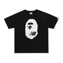 Load image into Gallery viewer, BAPE Classic Ape Man Pure Cotton Hemp Cylinder Seamless Loose Couple Wear NB Co branded Big Head Printed Short sleeved T-shirt for Men
