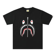 Load image into Gallery viewer, BAPE Classic Ape Shark Head Custom Seamless Cylinder Cotton Linen Loose Casual Couples Short Sleeve T-Shirt
