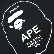 Load image into Gallery viewer, BAPE Classic Ape Man Black and White Line Hollow LOGO Printed Seamless Cylinder Pure Cotton and Hemp Short sleeved T-shirt for Men and Women Couples
