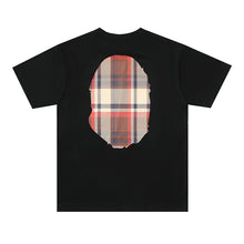 Load image into Gallery viewer, BAPE Classic Ape Front and Back Double-sided Plaid Brown Large Printed Cylinder Seamless Loose Plus Size Short Sleeve T-Shirt for Men and Women
