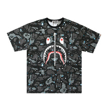 Load image into Gallery viewer, BAPE Classic Ape Man High Edition Custom Starry Sky Luminous Shark Head Seamless Cylinder Cotton Linen Couple Short Sleeve T-Shirt Men
