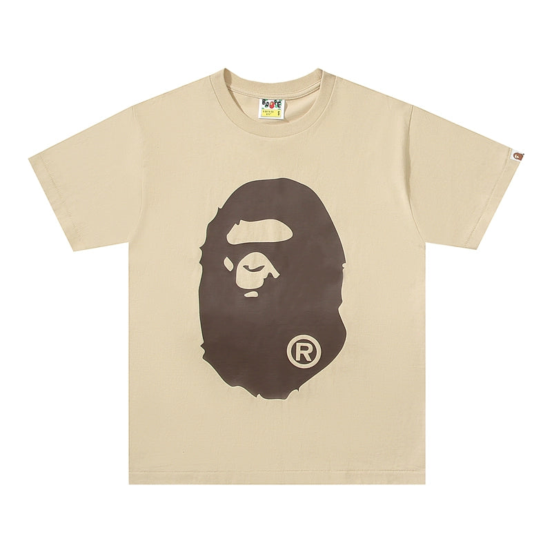 BAPE Classic Ape Man High Edition Double sided Cartoon Large Print Loose Couple Pure Cotton and Hemp Short sleeved T-shirt for Men and Women