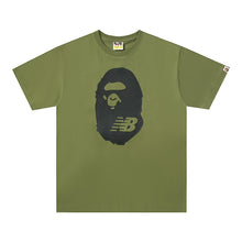 Load image into Gallery viewer, BAPE Classic Ape Man Pure Cotton Hemp Cylinder Seamless Loose Couple Wear NB Co branded Big Head Printed Short sleeved T-shirt for Men
